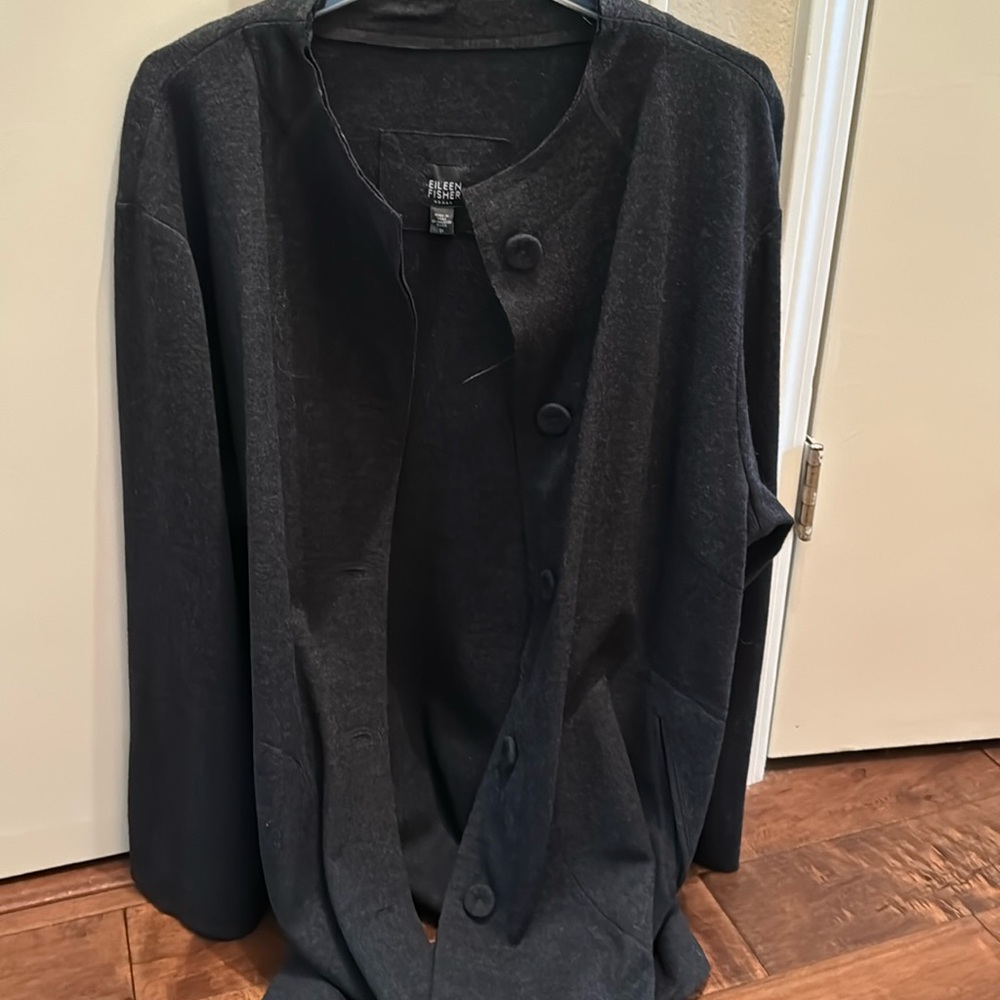 Eileen Fisher 100% wool jacket.  Dark gray / black